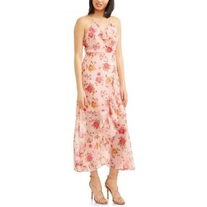 No Boundaries Juniors' Faux Wrap Maxi Dress w Ruffle size XXL fits Women’s Large